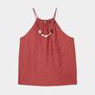 Blouse col bijoux amovible marron cognac femme