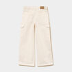 Pantalon large battle poches &agrave; rabat creme fille