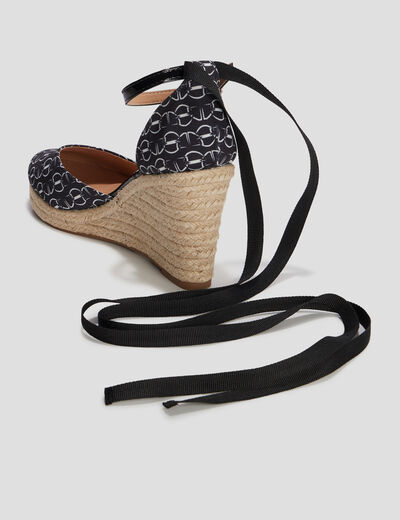 Sandales espadrilles compensées à laçage noir femme