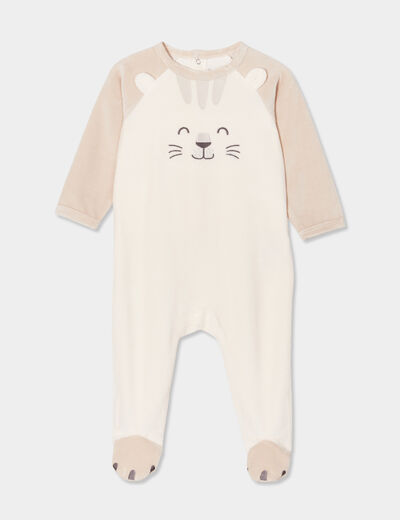 Dors-bien avec manches longues boutonné beige bébé