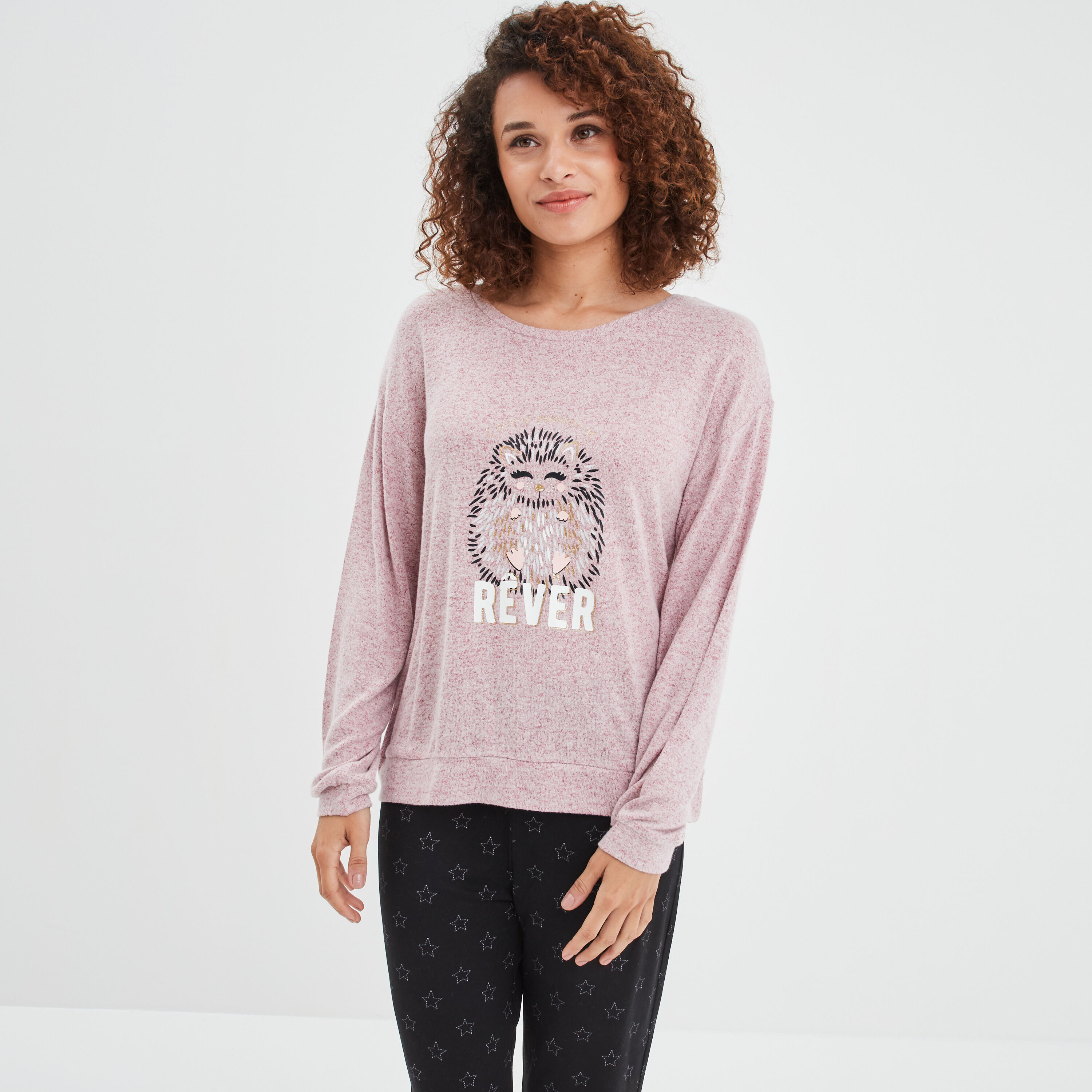 Ensemble pyjama 2 pièces rose framboise femme LH