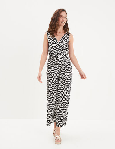 Combinaison pantalon plissée ecru femme
