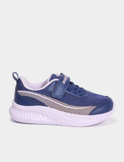 Baskets running à scratchs bleu marine fille