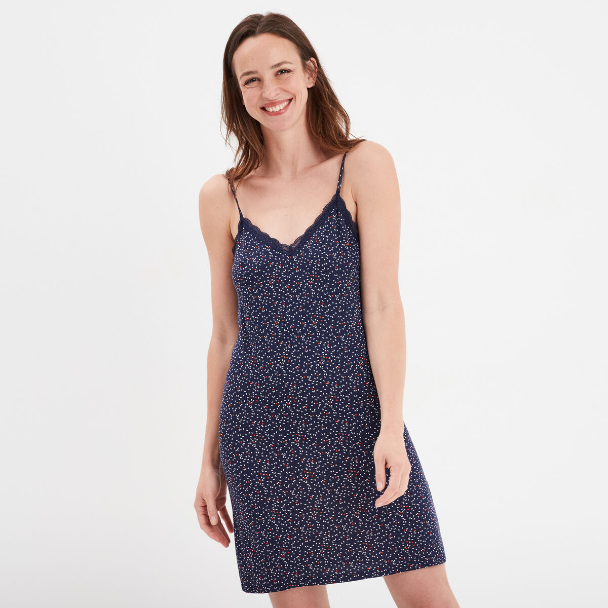 Nuisette courte à bretelles bleu marine femme