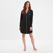 Liquette manches longues boutonnée noir femme