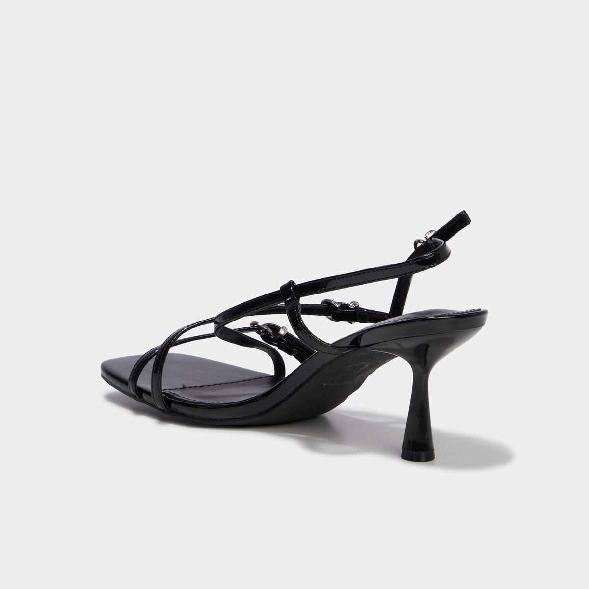 Sandales &agrave; talons kitten heels et brides noir femme