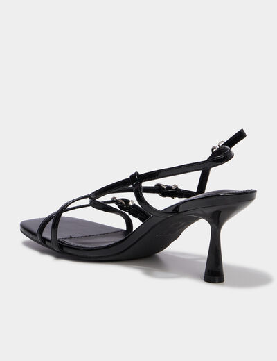 Sandales &agrave; talons kitten heels et brides noir femme