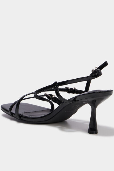 Sandales &agrave; talons kitten heels et brides noir femme