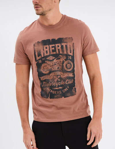 T-shirt manches courtes coton Liberto marron homme