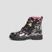 Bottines vernies crantées motif fleurs noir fille