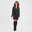 Robe satin portefeuille courte noir femme