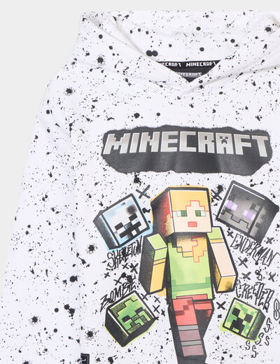 Sweat hoodie à capuche Minecraft blanc garçon