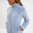 Veste effet polaire col montant bleu gris femme