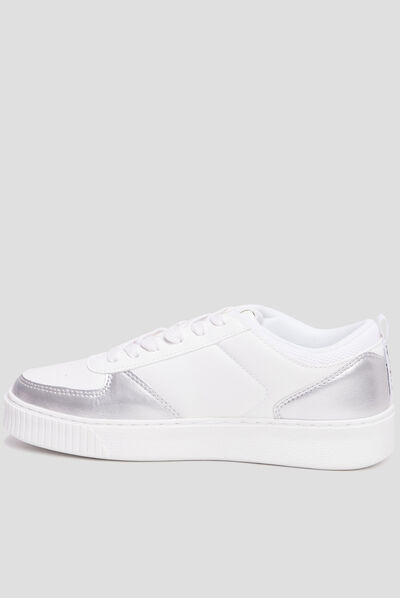 Tennis basses à lacets Kickers Style gris argent femme