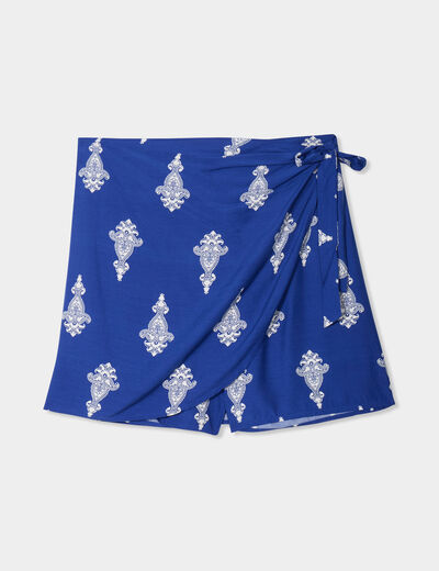 Jupe-short nouée fluide bleu electrique femme grande taille