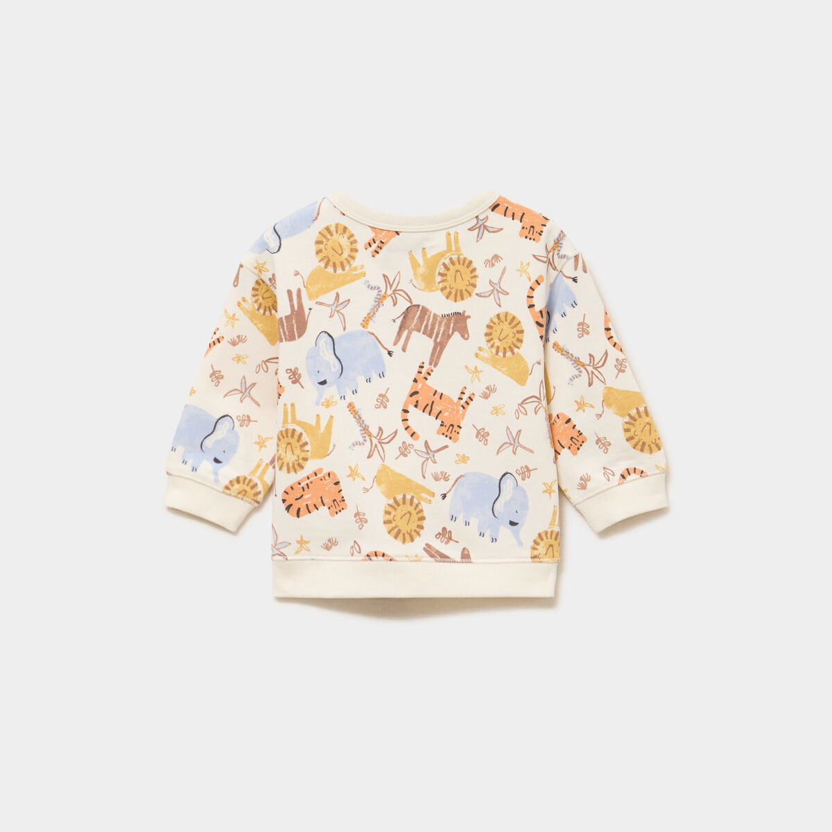 Sweat molleton col rond &eacute;paule boutonn&eacute;e ecru b&eacute;b&eacute; gar&ccedil;on