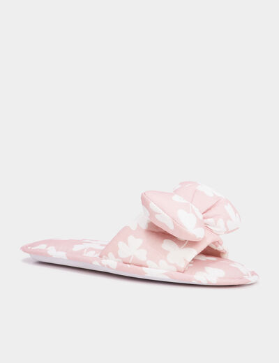 Chaussons mules à noeuds rose femme