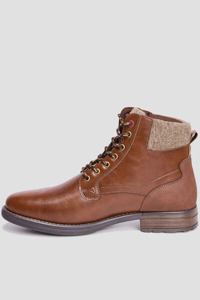 Bottines à lacets bi-matières Bicux marron homme