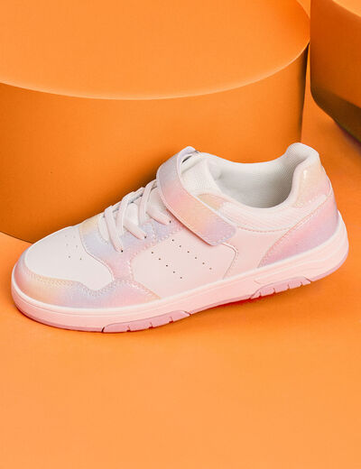 Tennis basses &agrave; scratchs bout renforc&eacute; multicolore fille