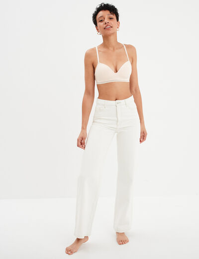 Soutien-gorge triangle paddé coton rose poudrée femme