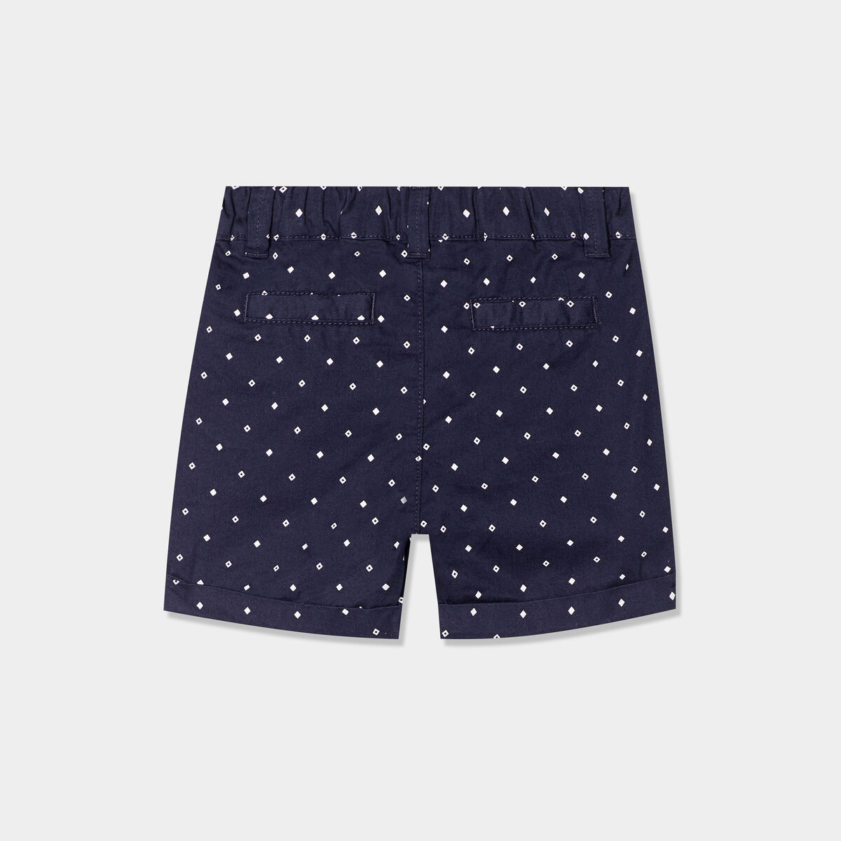 Short droit taille élastiquée coton bleu marine bébé garçon