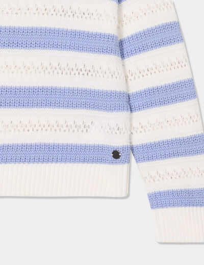 Pull manches longues coton ecru fille