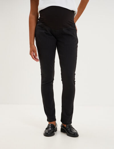 Jegging grossesse confort avec bandeau denim noir femme maternit&eacute;