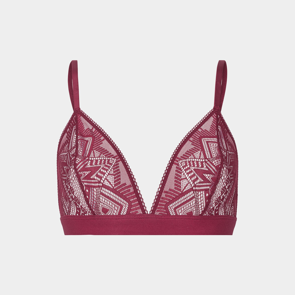 Soutien-gorge triangle en dentelle bordeaux femme