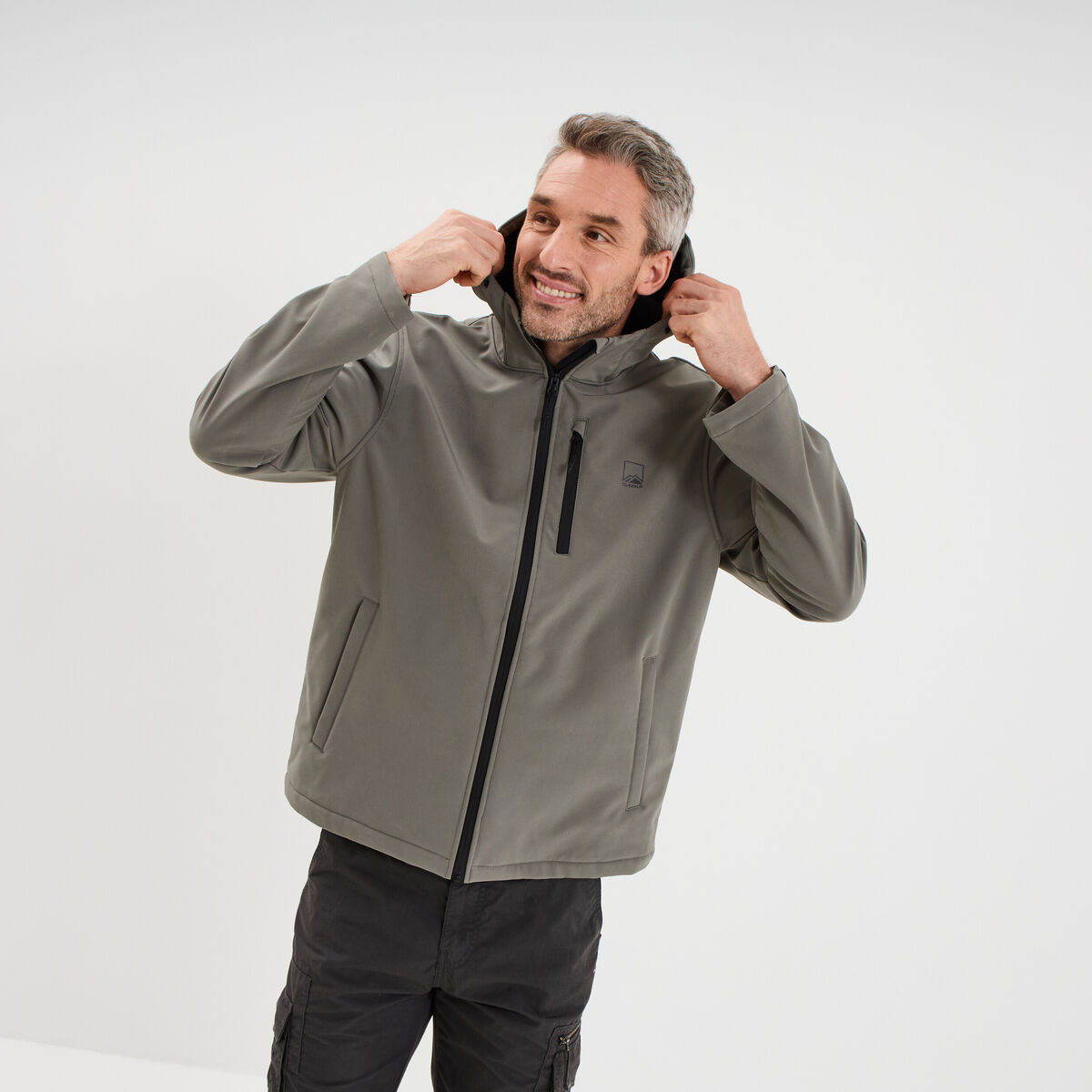 Blouson d&eacute;perlant fourr&eacute; &agrave; capuche gris homme