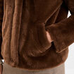 Veste fausse fourrure col montant marron femme