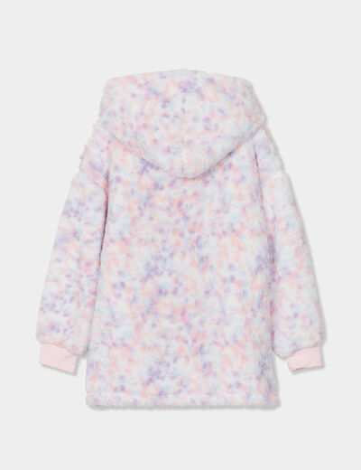 Sweat pyjama fausse fourrure capuche mauve fille