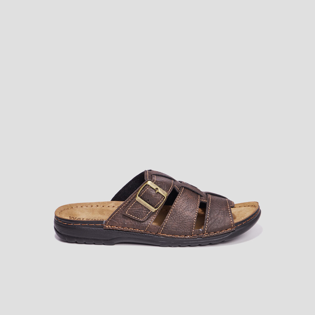 Mules avec brides boucles marron homme