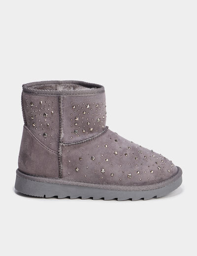 Boots fourr&eacute;es &agrave; clous gris fille