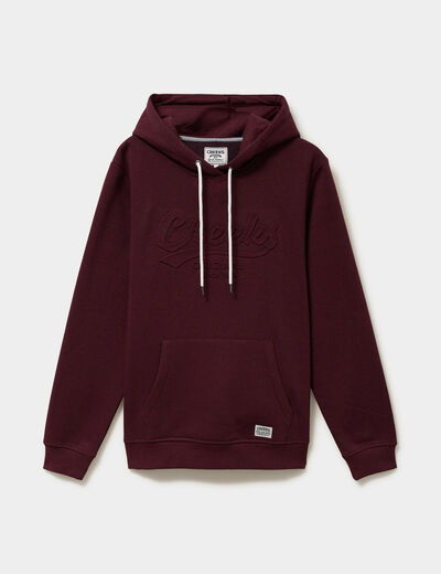 Sweat hoodie 1 poche et capuche prune homme