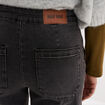 Jean large cropped &agrave; pont taille haute denim noir femme