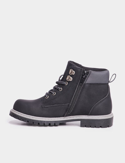 Boots crantées zippées Trappeur noir garçon