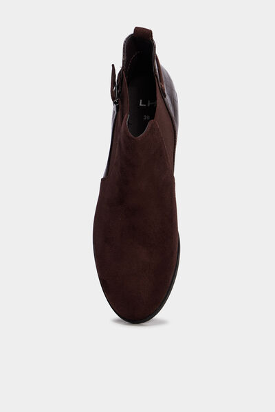 Boots &agrave; talons et boucles marron fonc&eacute; femme