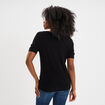 Pull manches courtes col rond noir femme