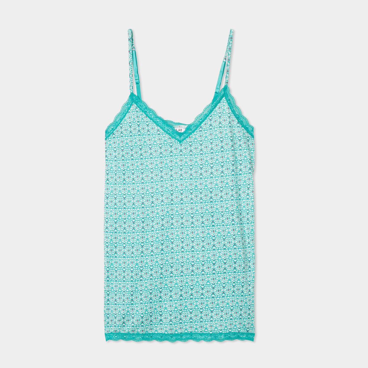 Haut de pyjama débardeur col V vert femme