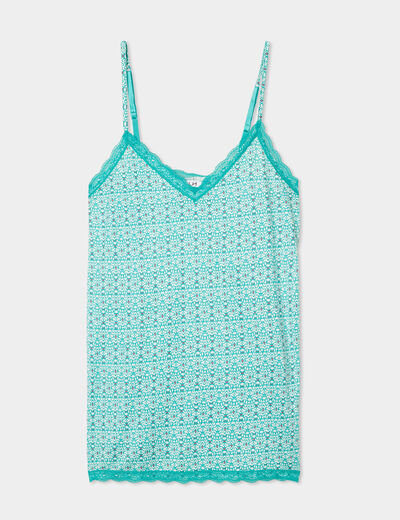 Haut de pyjama débardeur col V vert femme
