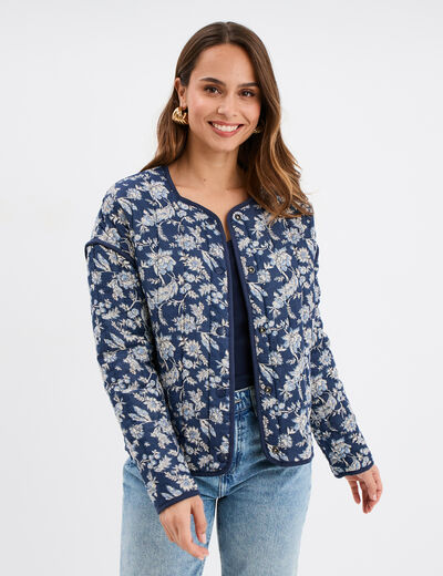 Veste matelassée réversible bleu marine femme