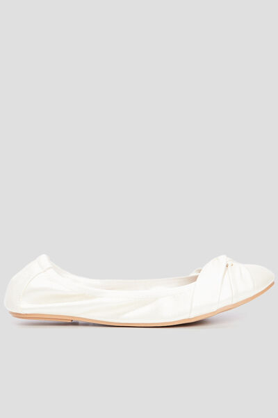 Ballerines effet nou&eacute; blanc femme