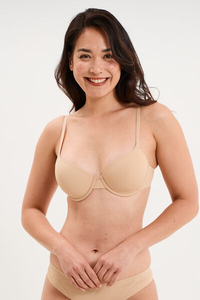 Soutien-gorge corbeille padd&eacute; microfibre beige femme