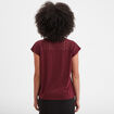 T-shirt col en V dentelle épaules et dos bordeaux femme