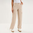 Pantalon cargo taille &eacute;lastiqu&eacute;e lyocell beige femme