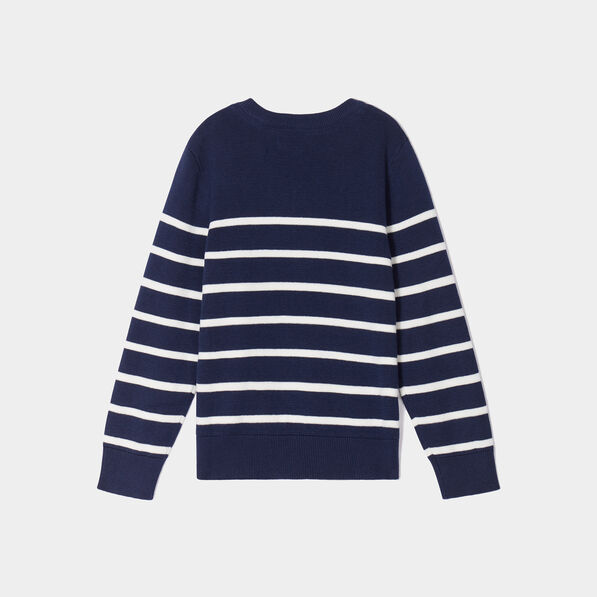 Pull marinière col rond coton Creeks bleu marine garçon