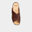 Mules brides croisées en cuir marron homme