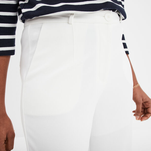 pantalon large en crepe blanc femme Pantalon large en crêpe blanc femme