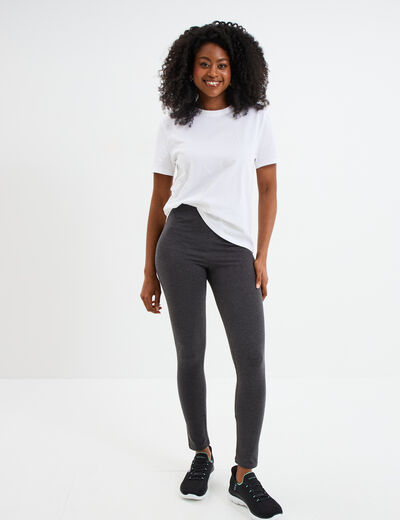 Legging long taille haute gris foncé femme