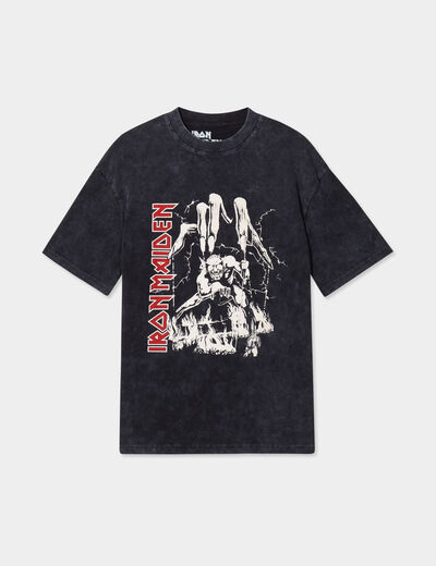 T-shirt teinture spéciale Iron Maiden noir homme
